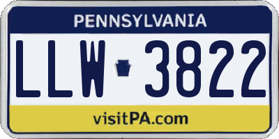 PA license plate LLW3822