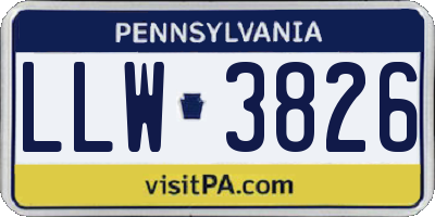PA license plate LLW3826
