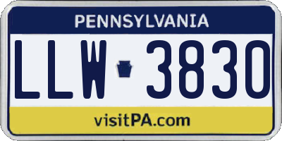 PA license plate LLW3830