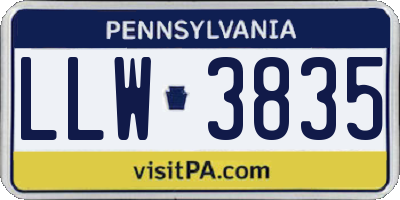 PA license plate LLW3835