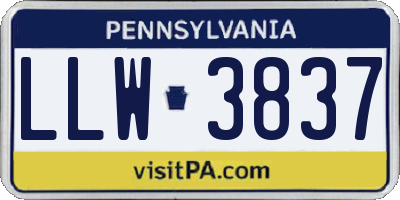 PA license plate LLW3837