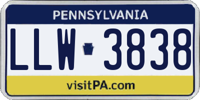 PA license plate LLW3838