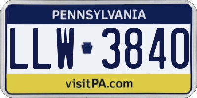 PA license plate LLW3840