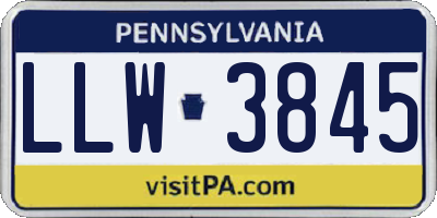 PA license plate LLW3845