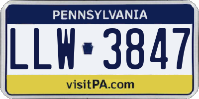 PA license plate LLW3847