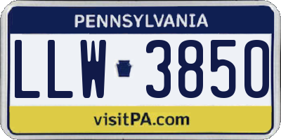 PA license plate LLW3850