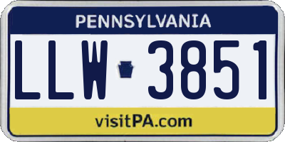 PA license plate LLW3851