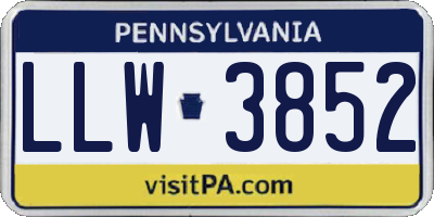PA license plate LLW3852