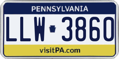 PA license plate LLW3860