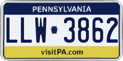 PA license plate LLW3862
