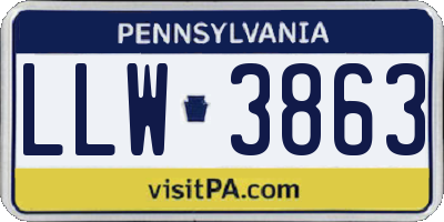 PA license plate LLW3863