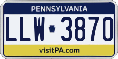 PA license plate LLW3870
