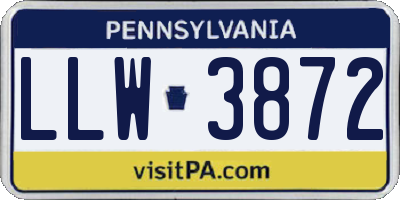PA license plate LLW3872