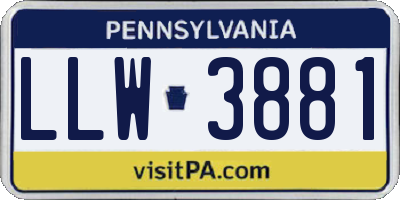 PA license plate LLW3881