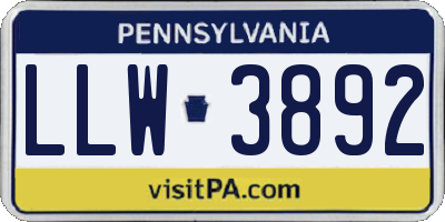 PA license plate LLW3892