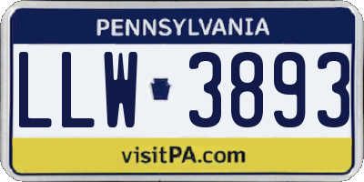 PA license plate LLW3893