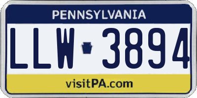 PA license plate LLW3894