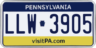 PA license plate LLW3905