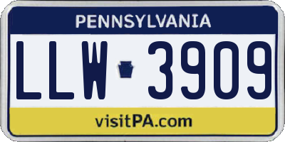 PA license plate LLW3909