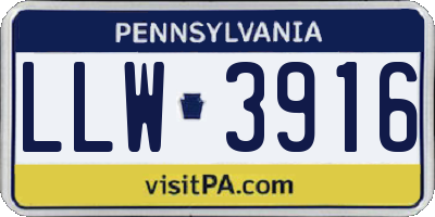 PA license plate LLW3916