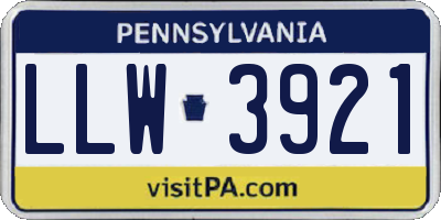 PA license plate LLW3921
