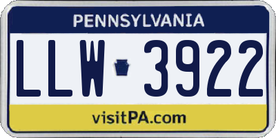 PA license plate LLW3922