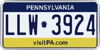 PA license plate LLW3924