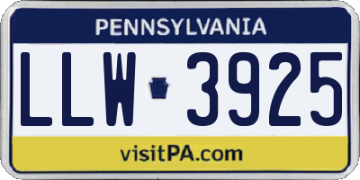 PA license plate LLW3925