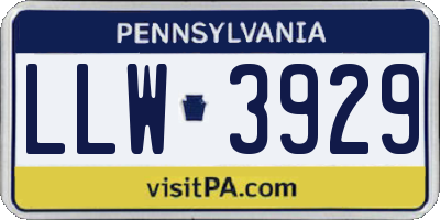 PA license plate LLW3929