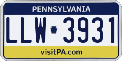 PA license plate LLW3931