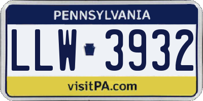 PA license plate LLW3932