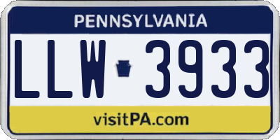 PA license plate LLW3933