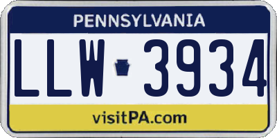 PA license plate LLW3934