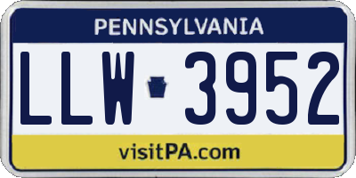 PA license plate LLW3952