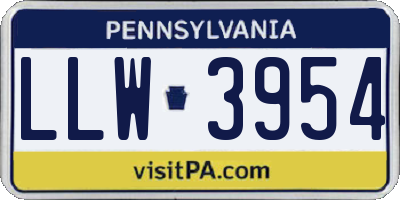 PA license plate LLW3954