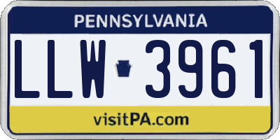 PA license plate LLW3961