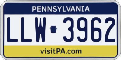 PA license plate LLW3962