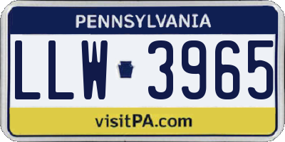 PA license plate LLW3965