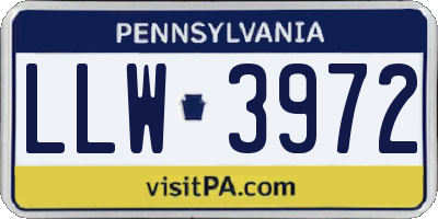 PA license plate LLW3972