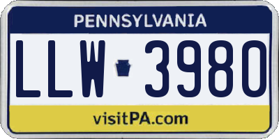PA license plate LLW3980