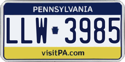 PA license plate LLW3985