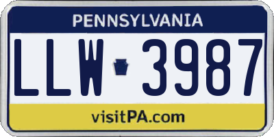 PA license plate LLW3987