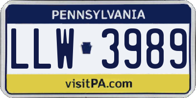PA license plate LLW3989