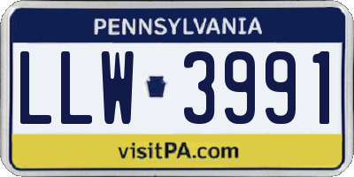 PA license plate LLW3991