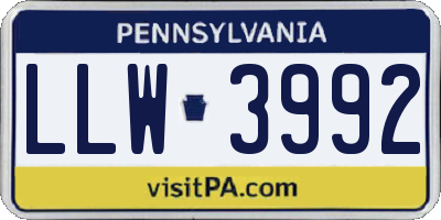 PA license plate LLW3992