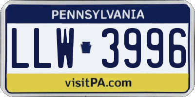 PA license plate LLW3996