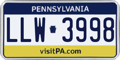 PA license plate LLW3998