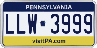 PA license plate LLW3999