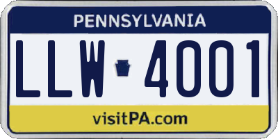 PA license plate LLW4001