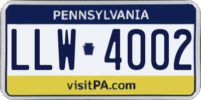 PA license plate LLW4002